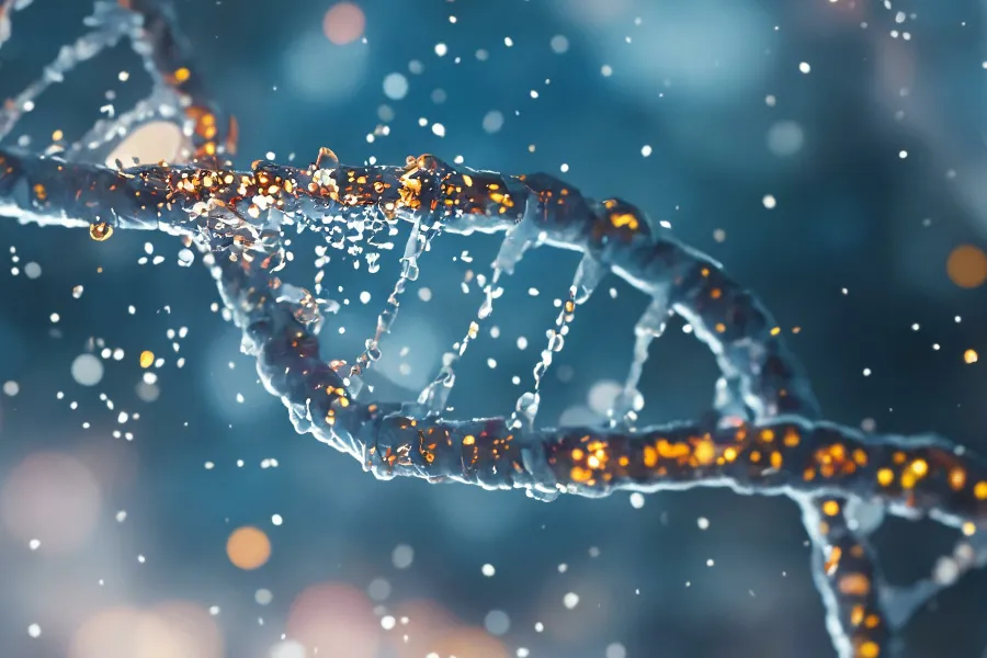 3D illustration of a DNA strand. Schedule nest genomics testing from The Cove Concierge Medicine in Denver.